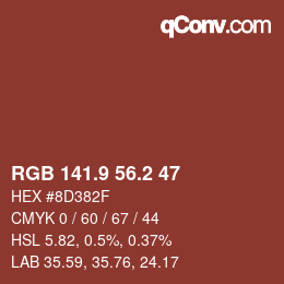 Color code: RGB 141.9 56.2 47 | qconv.com