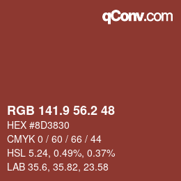 Color code: RGB 141.9 56.2 48 | qconv.com