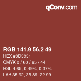 Color code: RGB 141.9 56.2 49 | qconv.com