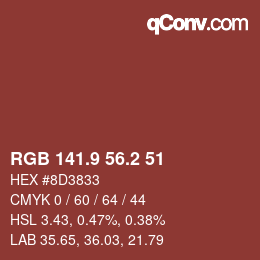 カラーコード: RGB 141.9 56.2 51 | qconv.com