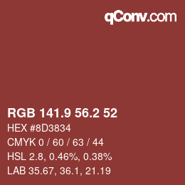 Color code: RGB 141.9 56.2 52 | qconv.com
