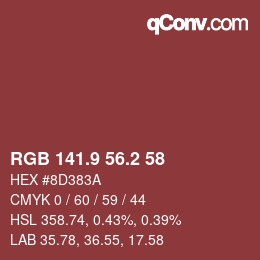 Color code: RGB 141.9 56.2 58 | qconv.com
