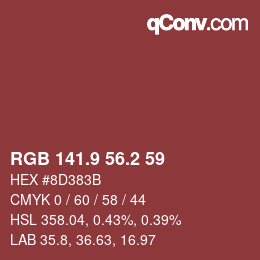 Color code: RGB 141.9 56.2 59 | qconv.com