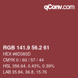 カラーコード: RGB 141.9 56.2 61 | qconv.com