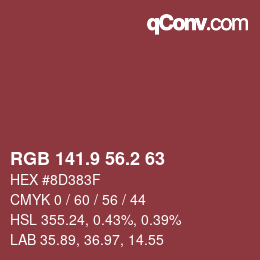 Color code: RGB 141.9 56.2 63 | qconv.com