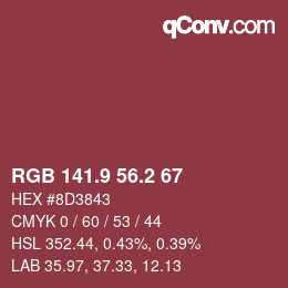 Color code: RGB 141.9 56.2 67 | qconv.com