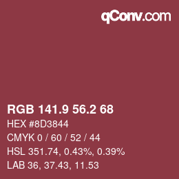 Color code: RGB 141.9 56.2 68 | qconv.com