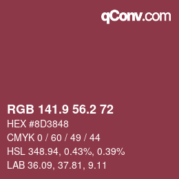 Color code: RGB 141.9 56.2 72 | qconv.com