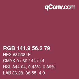 カラーコード: RGB 141.9 56.2 79 | qconv.com