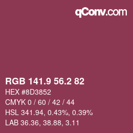 Color code: RGB 141.9 56.2 82 | qconv.com