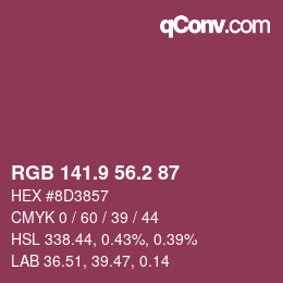 カラーコード: RGB 141.9 56.2 87 | qconv.com
