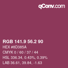 カラーコード: RGB 141.9 56.2 90 | qconv.com