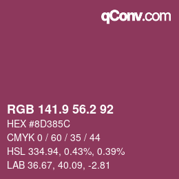 Color code: RGB 141.9 56.2 92 | qconv.com
