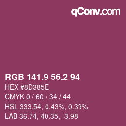 カラーコード: RGB 141.9 56.2 94 | qconv.com