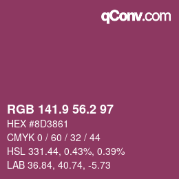 カラーコード: RGB 141.9 56.2 97 | qconv.com