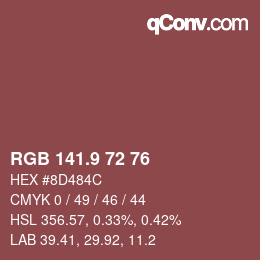 Color code: RGB 141.9 72 76 | qconv.com