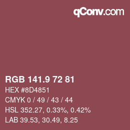 Color code: RGB 141.9 72 81 | qconv.com