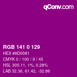 颜色代码: RGB 141 0 129 | qconv.com