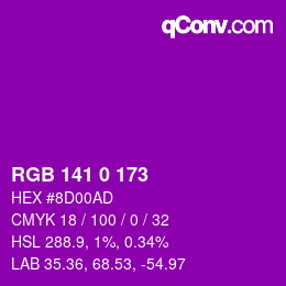 Color code: RGB 141 0 173 | qconv.com