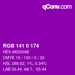 Color code: RGB 141 0 174 | qconv.com