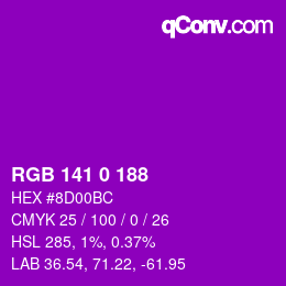 Color code: RGB 141 0 188 | qconv.com