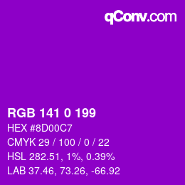 Color code: RGB 141 0 199 | qconv.com