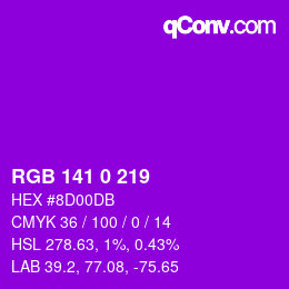 Color code: RGB 141 0 219 | qconv.com