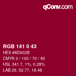 Color code: RGB 141 0 43 | qconv.com