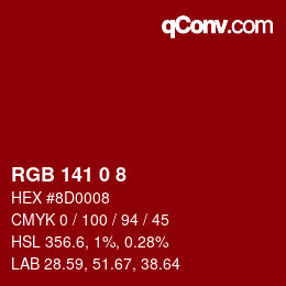 Color code: RGB 141 0 8 | qconv.com