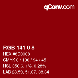 カラーコード: RGB 141 0 8 | qconv.com