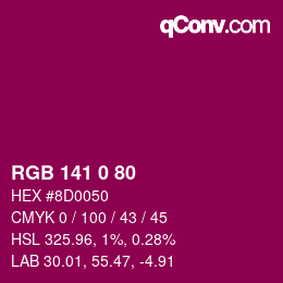 カラーコード: RGB 141 0 80 | qconv.com