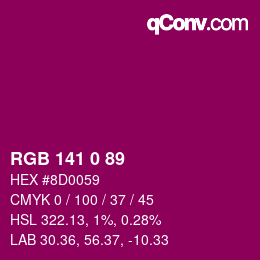 カラーコード: RGB 141 0 89 | qconv.com