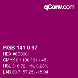 Farbcode: RGB 141 0 97 | qconv.com