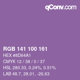 Color code: RGB 141 100 161 | qconv.com