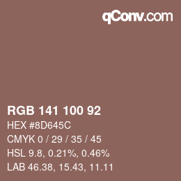 Color code: RGB 141 100 92 | qconv.com