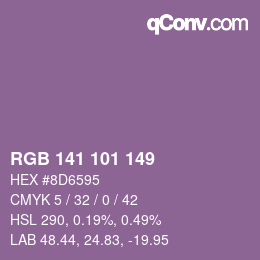 颜色代码: RGB 141 101 149 | qconv.com