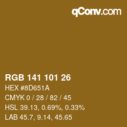 Color code: RGB 141 101 26 | qconv.com