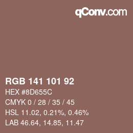 Color code: RGB 141 101 92 | qconv.com