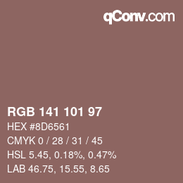 Color code: RGB 141 101 97 | qconv.com