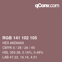 Color code: RGB 141 102 105 | qconv.com