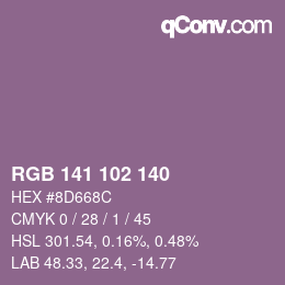 Farbcode: RGB 141 102 140 | qconv.com