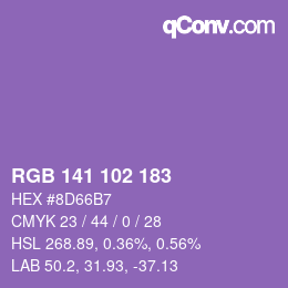 Color code: RGB 141 102 183 | qconv.com