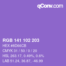 Color code: RGB 141 102 203 | qconv.com
