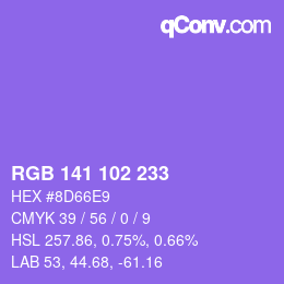 Color code: RGB 141 102 233 | qconv.com