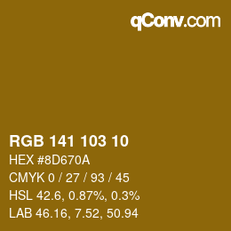 カラーコード: RGB 141 103 10 | qconv.com