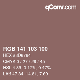 Color code: RGB 141 103 100 | qconv.com