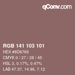Color code: RGB 141 103 101 | qconv.com
