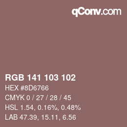 Color code: RGB 141 103 102 | qconv.com