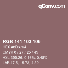 カラーコード: RGB 141 103 106 | qconv.com