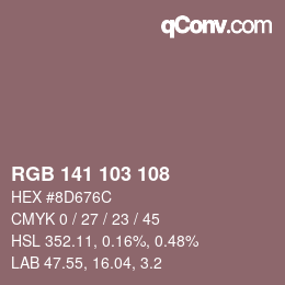 Color code: RGB 141 103 108 | qconv.com